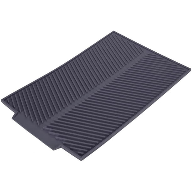 Elegante tapete de secado de silicona gris, ayudante de cocina plegable de silicona orgánica de grado alimenticio para múltiples usos, tapete de drenaje antideslizante con paso ventilado elevado para
