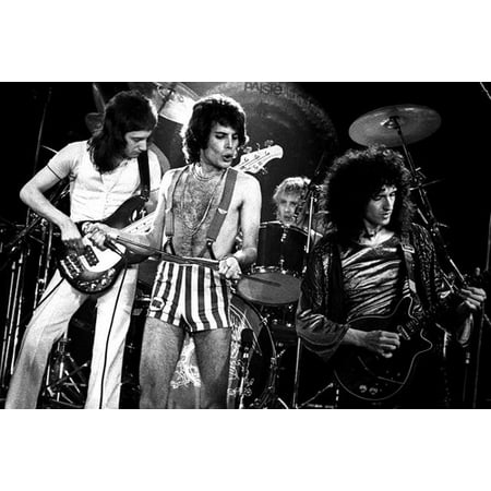 Queen Freddie Mercury bare chested in boxer shorts Brian May guitar Roger Taylor drums John Deacon guitar 24x36
