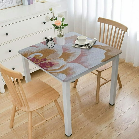 BANET Square Vinyl Tablecloth with Flannel Backing Waterproof Oil-Proof PVC Table Cloth Stain-Resistant Wipeable Table Cover for Square Table 36*36