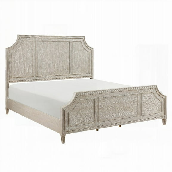 Light Brown Finish 1pc Queen Bed in Traditional Design with Curved Framing