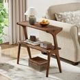 thumbnail image 4 of Tribesigns Set of 2 Narrow End Table Solid Wood Legs, Farmhouse Slim Sofa Side Table with Storage Shelves(2,Rustic Brown), 4 of 5