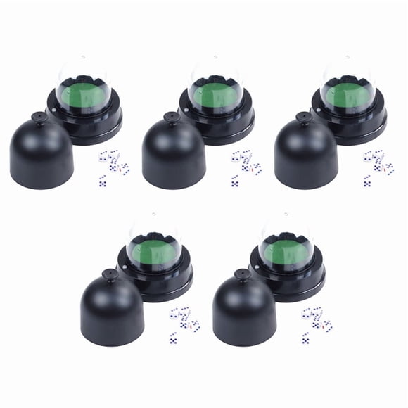 5X Gobelet de Rouleau de dés Automatique à Piles pour Pub Bar Fête Jeu Jouer avec 25 dés Noir