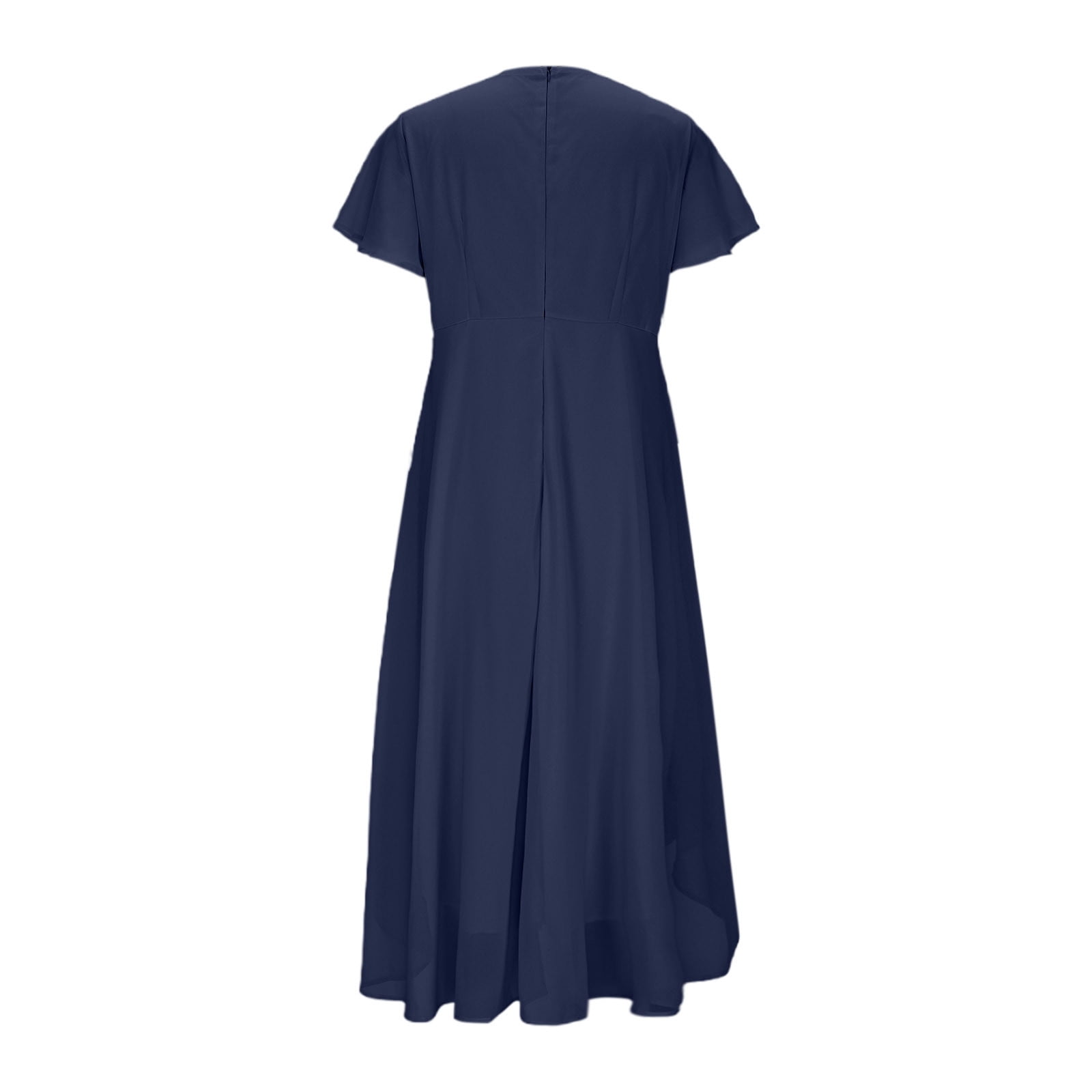 gljltg Women's Solid Color Ruffle Sleeves Pleated V-neck A-line Mid Length Short Sleeve Dress for Women, Girl, Spring, Summer, Suitable for Casual, Daily, Birthday, Dating, Dance