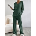 thumbnail image 3 of Conjunto de pijama SHEWIN para mujer, manga larga, punto acanalado, color verde S, 3 of 7