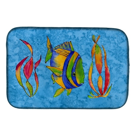 

Caroline s Treasures Troical Fish and Seaweed on Blue Dish Drying Mat