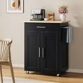 thumbnail image 4 of Kitchen Island with Storage - Mobile Rolling Kitchen Island Cart with Wheels, Large Drawer, Adjustable Shelf & Towel Rack, Space-Saving Black Kitchen Organizer for Dining Room & Small Spaces, 4 of 7