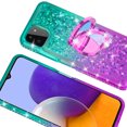 thumbnail image 3 of SOGA Quicksand Cover Cute Girl Phone Case Compatible for Boost Celero 5G / Samsung Galaxy A22 5G Case, with Ring for Magnetic Car Mounts, Lanyard, Tempered Glass - Purple / Teal, 3 of 4