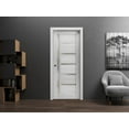 thumbnail image 4 of Slab Barn Door Panel Frosted Glass | Quadro 4088 Light Grey Oak | Sturdy Finished Doors | Pocket Closet Sliding-36" x 80", 4 of 5