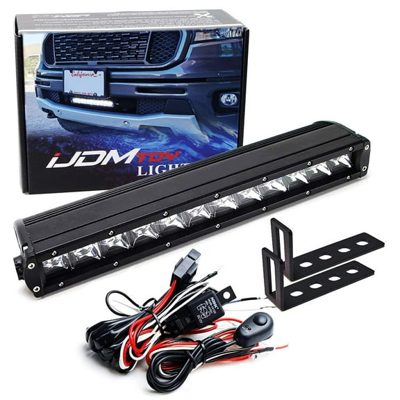 Lower Bumper Mount 13.5-Inch LED Light Bar For 2019-up Ford Ranger, Include 60W High Power Single Row LED Lightbar, Below License Plate Mount Brackets & On/Off Switch Wiring