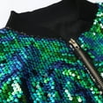 thumbnail image 7 of felwors Women's Gradient Sequin Sparkle Bomber Jacket - Zip-Up Outerwear for Casual & Party Wear Green, XL, 7 of 7