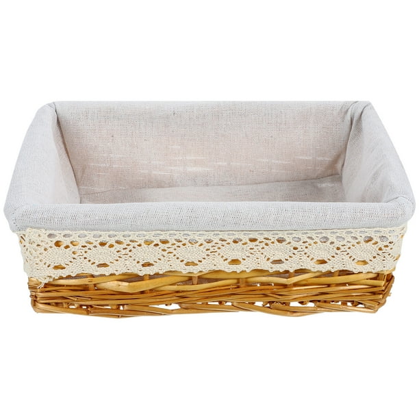 Cesta de almacenamiento de mimbre rectangular multipropósito con forro extraíble y lavable Contenedores tejidos de sauce - Tamaño S