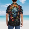 thumbnail image 4 of Pofeuu Butterfly Flower Skull A Print Hawaiian Shirt for Men Sleeves Casual Button Down Summer Beach Dress Shirts T-Shirts,XX-Large, 4 of 7