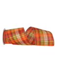 thumbnail image 1 of Reliant Ribbon 93156W-258-10F Field Plaid Stitch Value Wired Edge Ribbon - Orange & Green - 4 in. x 10 yards, 1 of 1