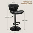 thumbnail image 3 of Pirecart Set of 2 Bar Stools, Bar Stools for Dining, Entertainment Center, PU Leather, Hight Adjustable Bar Chairs, Swivel Bar Stools with Back and Footrest, Black, 3 of 12