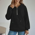 thumbnail image 5 of Yteetum Oversized Hoodies for Women Quarter Zip Up Lapel Drawstring Pullover Hooded Sweatshirts Top Womens Casual Solid Loose 1/4 Zip Up Turndown Collar Hooded Sweatshirts Fall Winter Colthes Clothes, 5 of 8