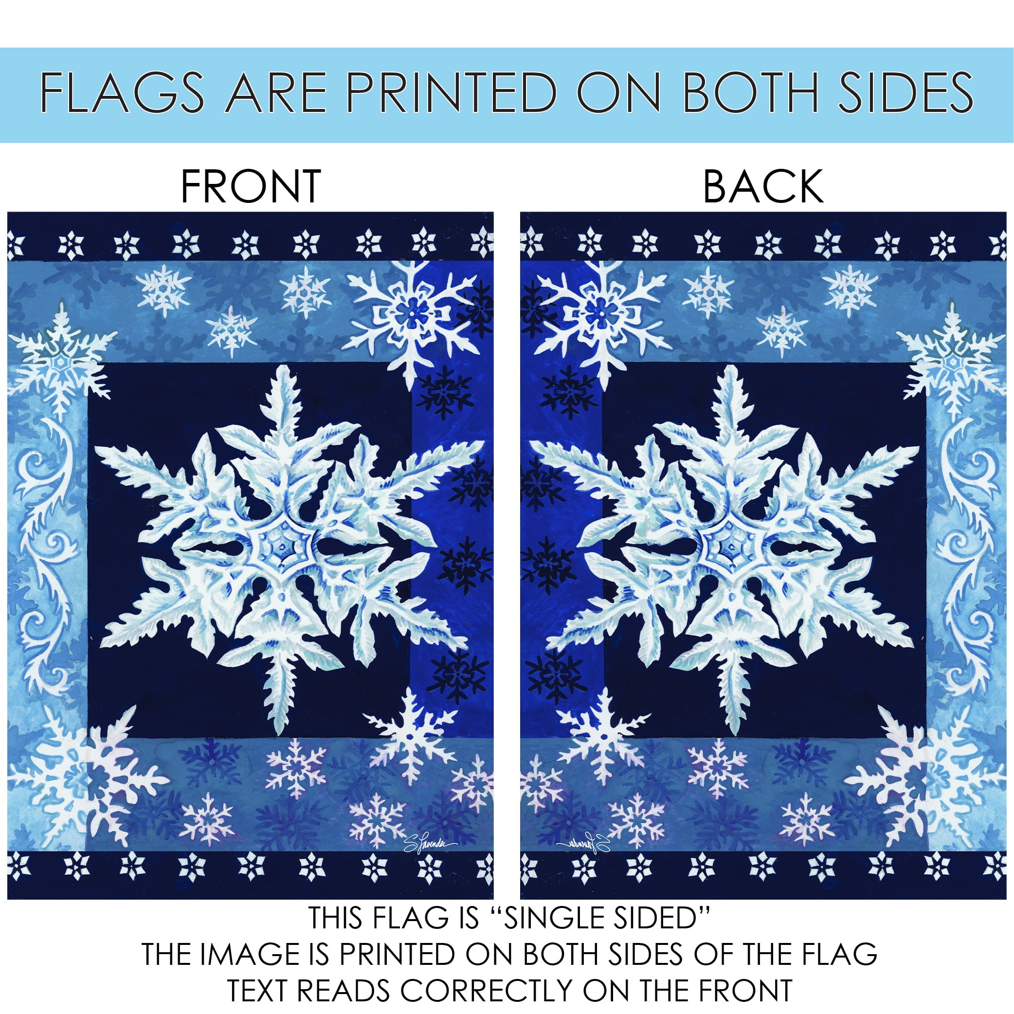 Toland Home Garden Cool Snowflakes Winter Flag Double Sided 12x18 Inch