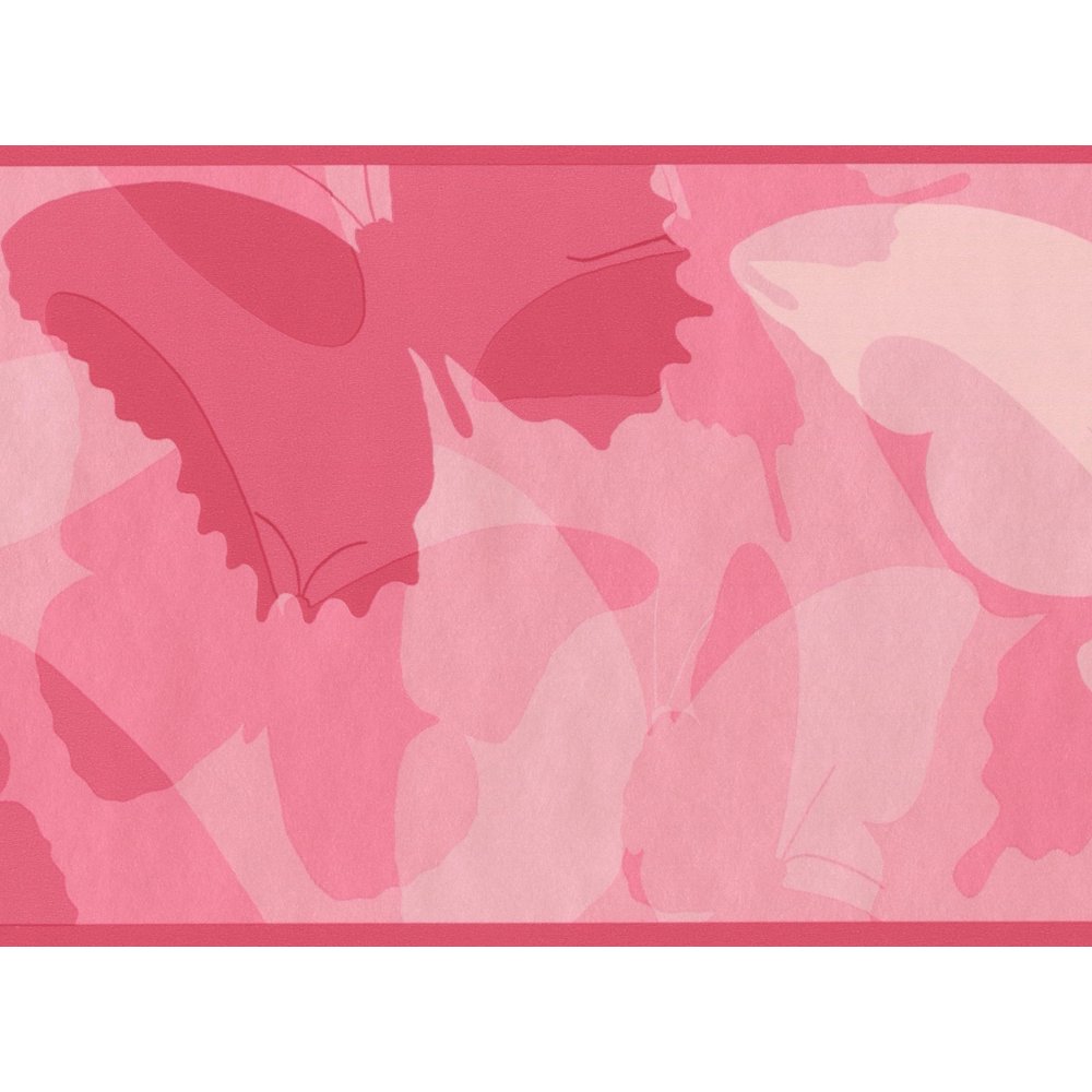 Wallpaper Border Red Rose Blush Pink Abstract Butterflies Wall Border for Kids, Roll 15 ft X 6
