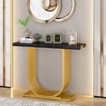 thumbnail image 2 of Tribesigns Modern Console Table, 40 Inch Modern Black Faux Marble Entryway Table with Gold Base, Narrow Accent Sofa Table with Geometric Metal Legs for Living Room, Hallway, Entrance, 2 of 5