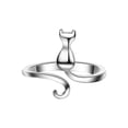 thumbnail image 2 of DPTALR Cute cat temperament Cat tail plated S925 silver creative opening ring for women, 2 of 8