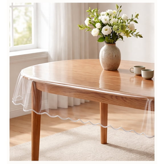 DurableDelights Clear Oval Table Cover Protector 54 x 72 Inch Tablecloth, Table Protector for Dining Tables, Transparent Vinyl, Waterproof, Oil-Resistant, for Kitchens