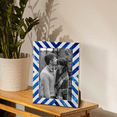 thumbnail image 5 of Handicrafts Home 4x6 Picture Frame, Blue Chevron Bone Inlay Photo Frame, Wall or Tabletop Picture Frame for Home Wall Decor, 5 of 7