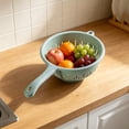 thumbnail image 4 of Strainer Colander With Long Handle Plastic Compact Drain Basket Handheld Food Washing Strainer For Fruits Noodles And Vegetables,Green - 37.5X9.8Cm, 4 of 4