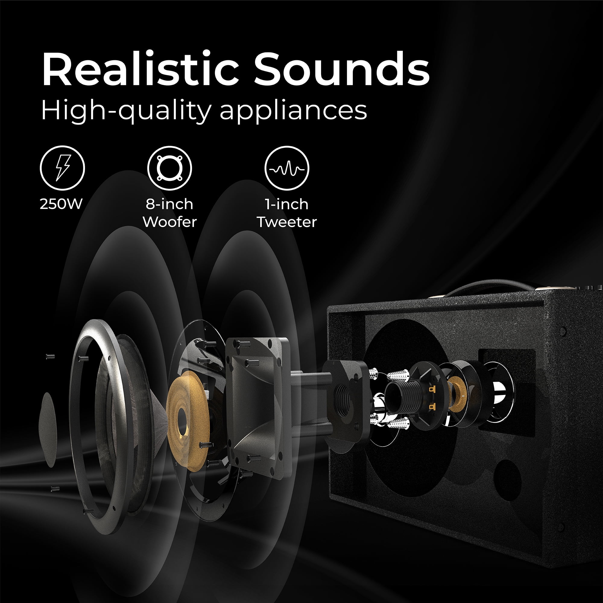 DALTON KS8Pro Portable Bluetooth Speaker for Adults, Kids | 250W | 2 UHF Microphones | 8" Woofer | Bass/Treble Adjustment | USB/AUX | Car Outdoor Indoor Party Gifts
