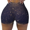 thumbnail image 2 of Haiem Gold Black Glitter No Front Seam Biker Shorts for Women Yoga Workout Gym Bike Shorts with Tummy Control Moisture-Wicking-X-Large, 2 of 9