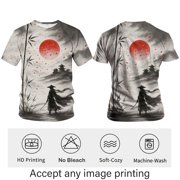 Rebaike Samurai Anime Manga Art T-Shirt – Japanese Warrior Ink Style Graphic Tee for Men