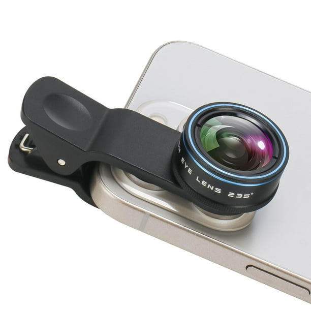 Lente ojo de pez Lente de cámara de teléfono de 235°, Lente ojo de pez para iPhone 14 13 12 X XR Pixel Samsung Smartphone, Clip en teléfono celular, Fotos divertidas