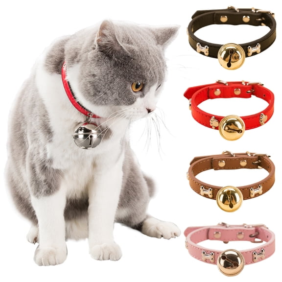Visland Pet Collar Adjustable Wear-resistant Soft Bone Patterns Pet Cat Dog Bell Collar Pet Supplies
