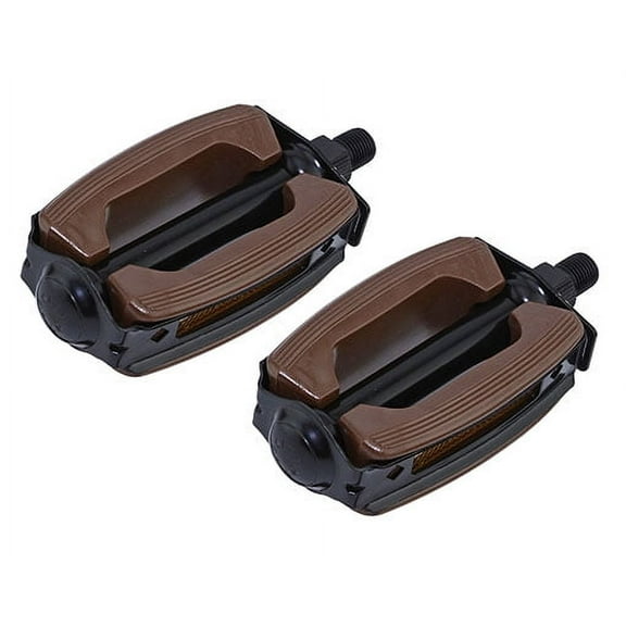 Alta Bicycle Krate PVC Metal Bike Pedals, Multiple Sizes & Colors (Brown/Black, 1/2")