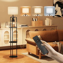 HadinEEon Floor Lamp with Candle Lamp Warmer, 2 in 1 Modern Floor Lamp with Shelves for Living Room Bedroom