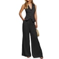 thumbnail image 2 of Summer Sleeveless Women Womens Vest Sets V-neck Vest Blazer & Wide Leg Pants, 2 of 7