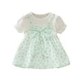 thumbnail image 1 of Penkiiy Robe à Bretelles en Maille Imprimée à Manches Courtes pour Bébé Fille Été 12-18 Mois Vert Offre d'Été 2023, 1 of 9