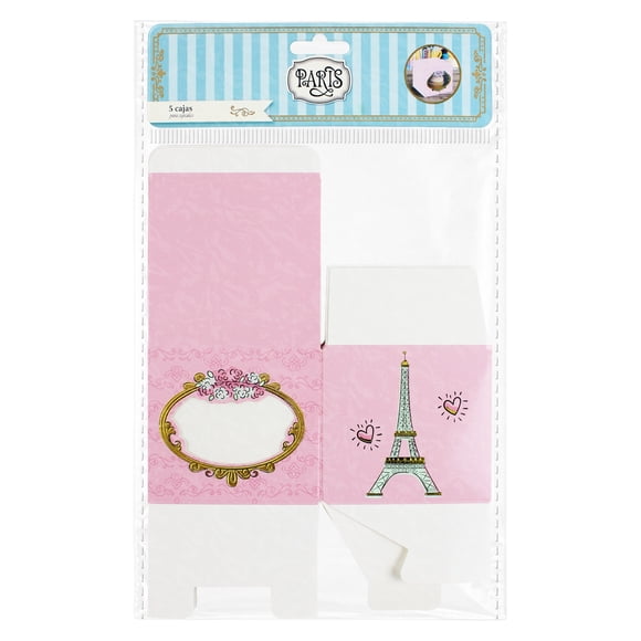 Cajas para Cupcakes Prichos París Multicolor de Cartón y Acetato 5 Piezas