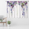 thumbnail image 3 of Purple Wisteria Floral Small Kitchen Curtains Lilac Window Treatment Rustic Flower Blossom Wooden Country Cafe Short Window Curtains for Bathroom Dining Room Tier Drapes 27.5x39 inch, 3 of 7
