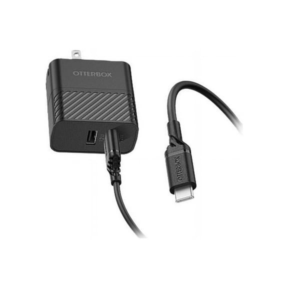 OtterBox Premium - Power adapter - 24 Watt - 2.4 A - USB BC 1.2 - 2 output connectors (USB) - on cable: USB-C - black