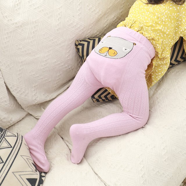 Pantalones largos elásticos suaves de punto para niñas, bonitos pantalones elásticos con estampado de dibujos animados.