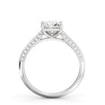 thumbnail image 2 of Spot Jewel 2 Ct Princess Cut Lab Created Diamond Ring – Knife Edge Shank Solitaire – Accent Diamond 4 Prongs – 14K White Gold Plated – Proposal Ring for Sister, 2 of 3