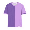 thumbnail image 4 of Htigea Clearance Women's Casual Color Block Short Sleeve T Shirt Crew Neck Tee T Shirt Tops Purple,M, 4 of 4