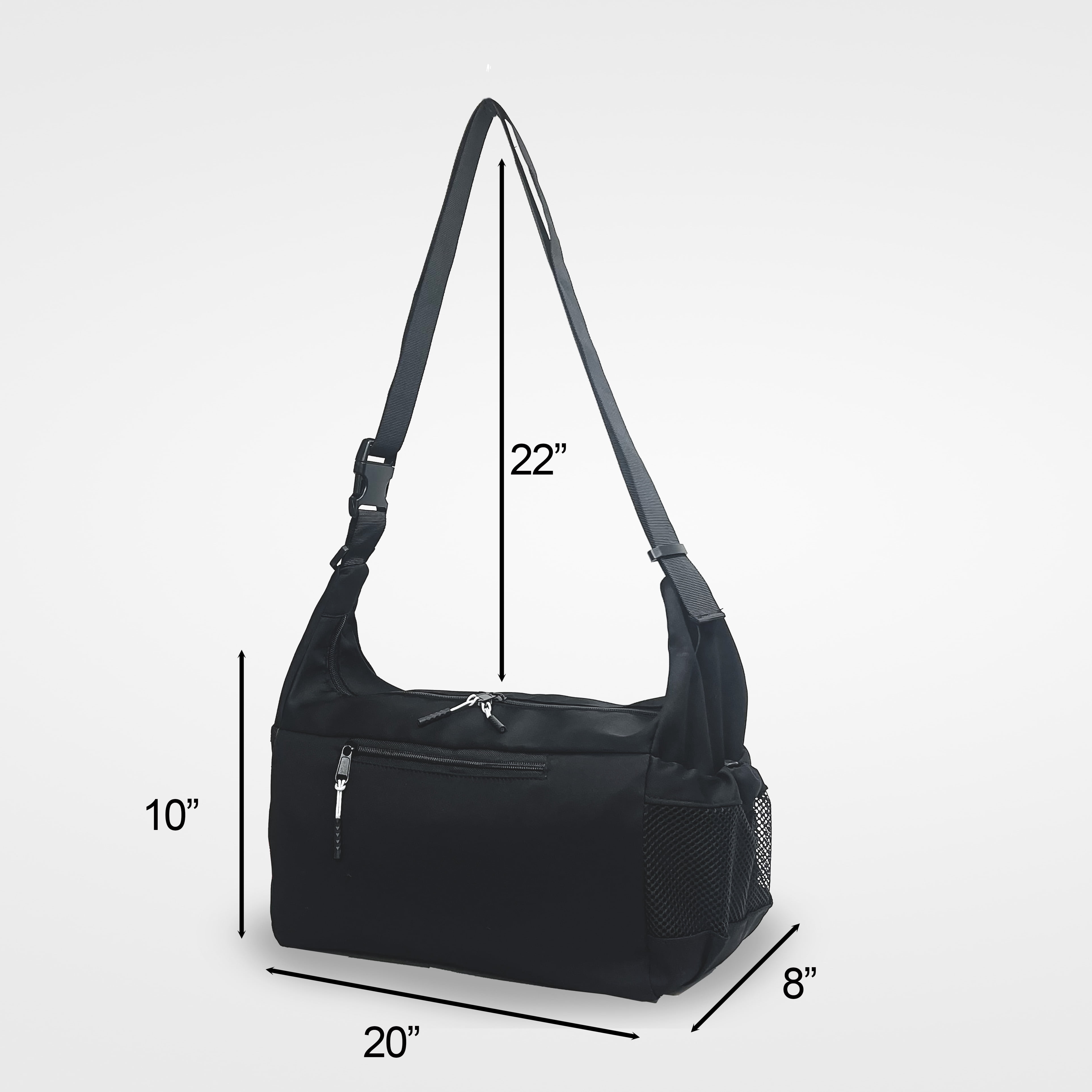 Health Trak Unisex 15.7" Sports Duffel Bag with Multi Pocket & Shoes Compartment, Black, 1-Piece