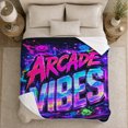 thumbnail image 5 of Retro Arcade Vibes Neon Gaming, Festive Halloween Scene, Warm Flannel Blanket for Living Room and Reading Nook with Detailed Artwork, Art Lovers Halloween Gift, Fantasy Home Decor, 5 of 9