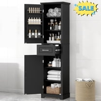 Tcbosik 66" Tall Storage Cabinet with Drawer, Bathroom Cabinet with Adjustable Shelves, Freestanding Pantry Cabinet with Door Shelves, Kitchen Cupboard for Dining Room, Living Room, Black