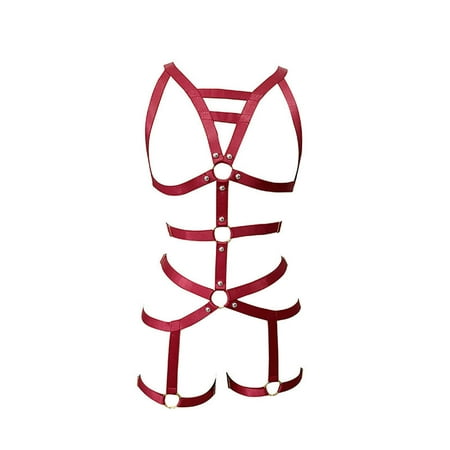 

Women Hollow Out Red Cage Bras Lingerie Sets One Size Bodysuit