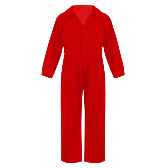 YiZYiF Kids Mechanic Coveralls Boys Girls Long Sleeve Overalls Carnival Party Flight Suit Jumpsuit Red 16