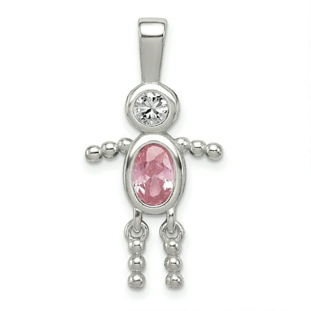 Sterling 925 Charm Pendant - 925 Sterling Silver Cubic Zirconia Cz October Pink Boy Pendant Charm Necklace Birthstone Kid For Women