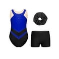 thumbnail image 2 of Aislor Kids Girls Sleeveless Gymnastics Leotards with Athletic Shorts and Hair Band Ballet Dance Outfits Royal Blue 12, 2 of 7
