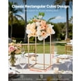 thumbnail image 2 of VEVOR Wedding Flower Stand, 10PCS 15.75-inch Column Flower Stand, Floral Stands with Acrylic Laminate, Gold Rectangular Floral Display Rack for Wedding, Party, Birthday, Home,  Gold Centerpiece Stands, 2 of 9