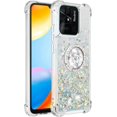 thumbnail image 6 of Glitter Case for Xiaomi Redmi 10C, Bling Sparkle Floating Liquid Soft TPU Cushion Fashion Girly Women Girls Clear with Ring Holder Phone Cover for Xiaomi Redmi 10C  Silver, 6 of 12